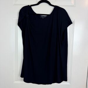 Universal Standard black asymmetric knot shoulder detail top Medium